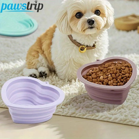 300ml Silicone Dog bowl Heart-shaped Dog Food Water Bowl Folding Outdoor Dog Feeder Dispenser Pet Supplies